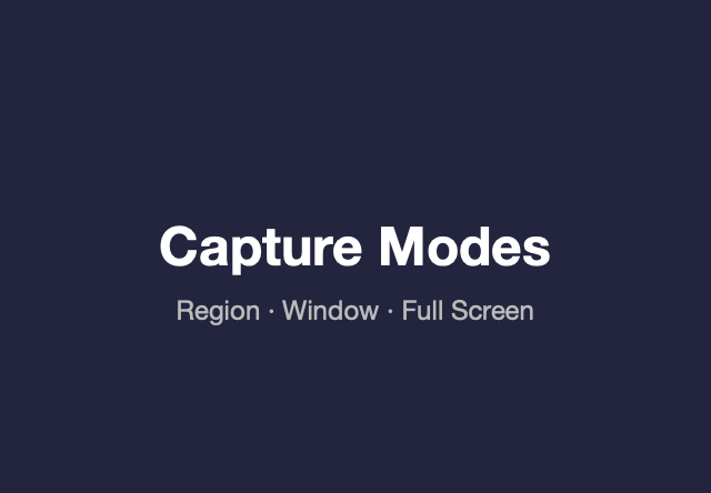 Capture Modes — region, window, and full screen capture