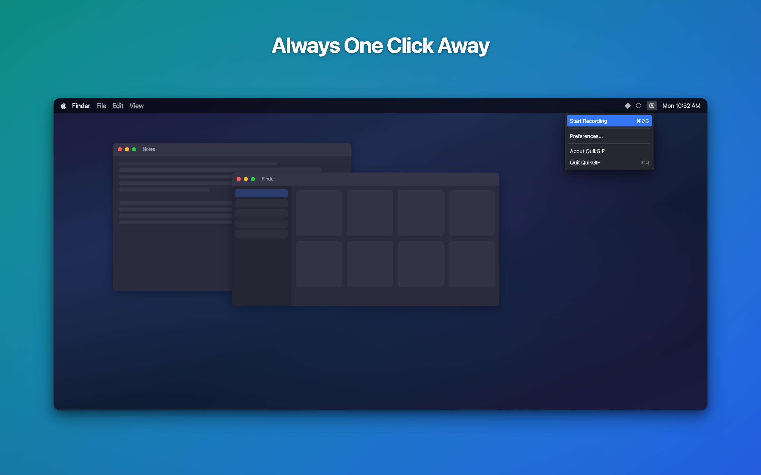 Always one click away in the menubar
